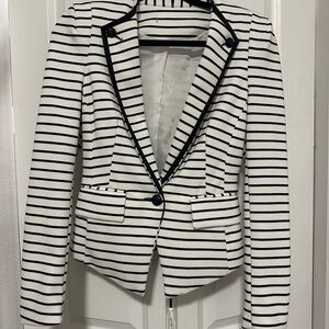 Women's Striped Blazer - Black and White
